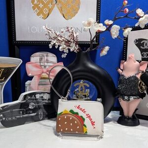 Kate Spade Snack Bar Burger Card Holder With Zipper Compartment